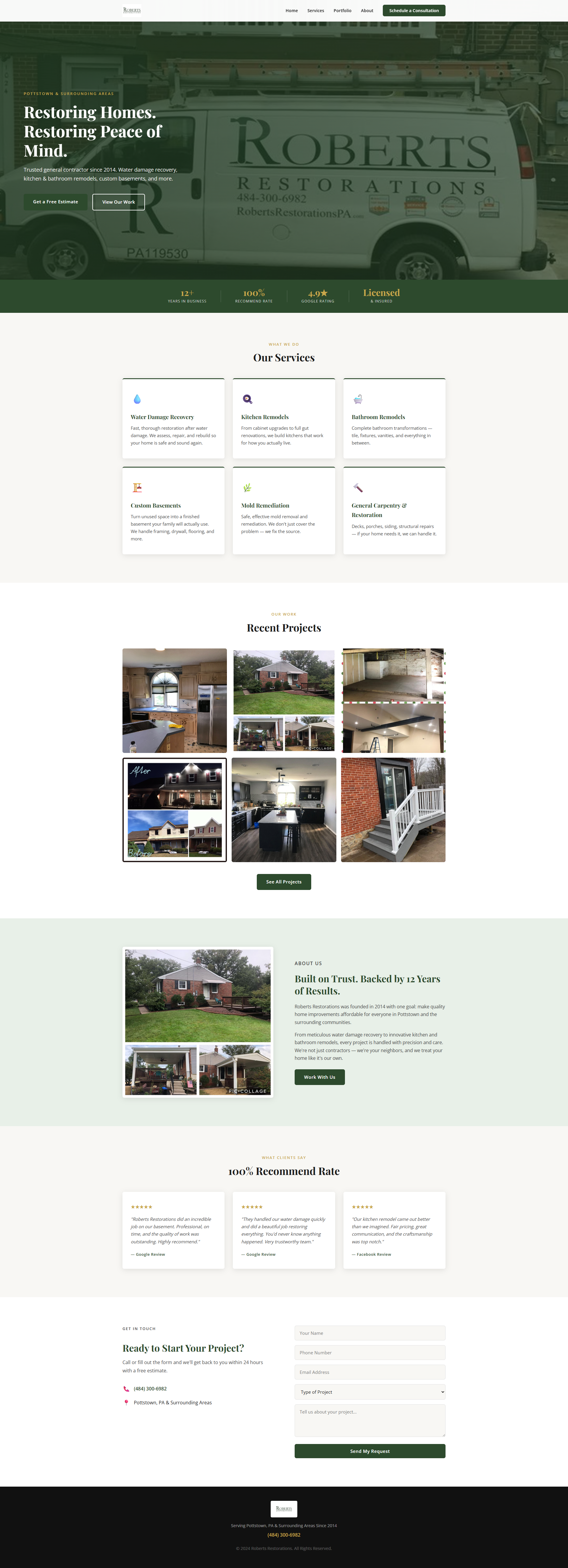 Screenshot of
                the Roberts Restorations website